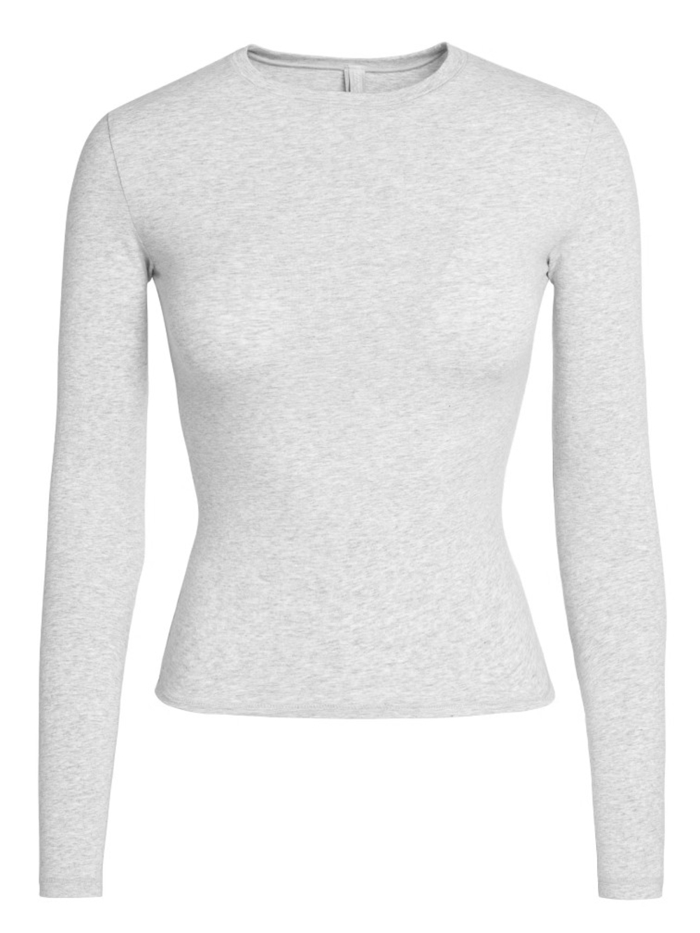 SKIMS Women's Long-Sleeve Crewneck Cotton Jersey Top - Light Gray